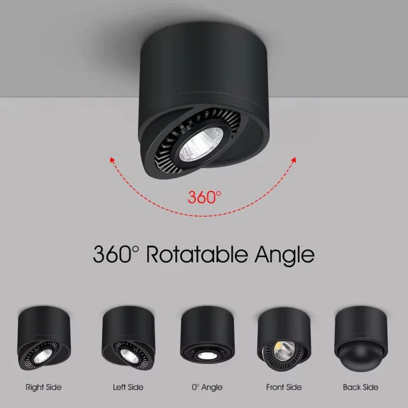 LED Recessed Downlight Dimmable Spotlight 5W7W9W12W Surface Mounted LED Ceiling Lamps Spot Light 360 Degree Rotation LED Light