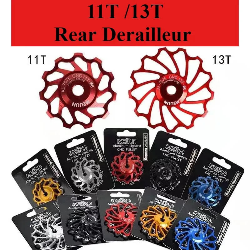 

Задний переключатель из алюминиевого сплава 11T/13T для MTB велосипеда, керамический шкив, подшипник жокейного колеса, детали для уличного велосипеда
