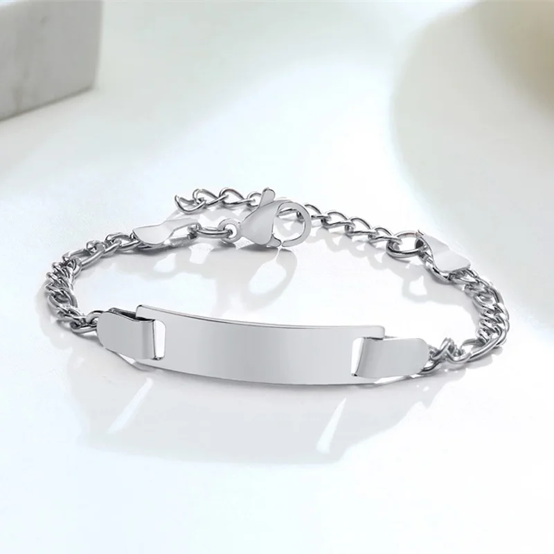 Custom Engraved Mom Names Birthday Date Bracelets Figaro Link Chain Smooth Bangle Personalized Family Love Gifts Jewelry