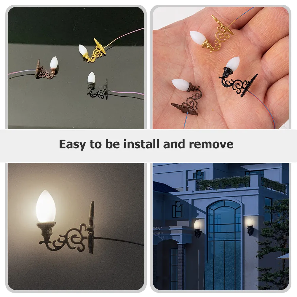 

4Pcs Miniature LED Wall Lamp Delicate Design Compact Mini Wall Lamps for Sand Table DIY Decor Miniature Landscape Lighting Scene