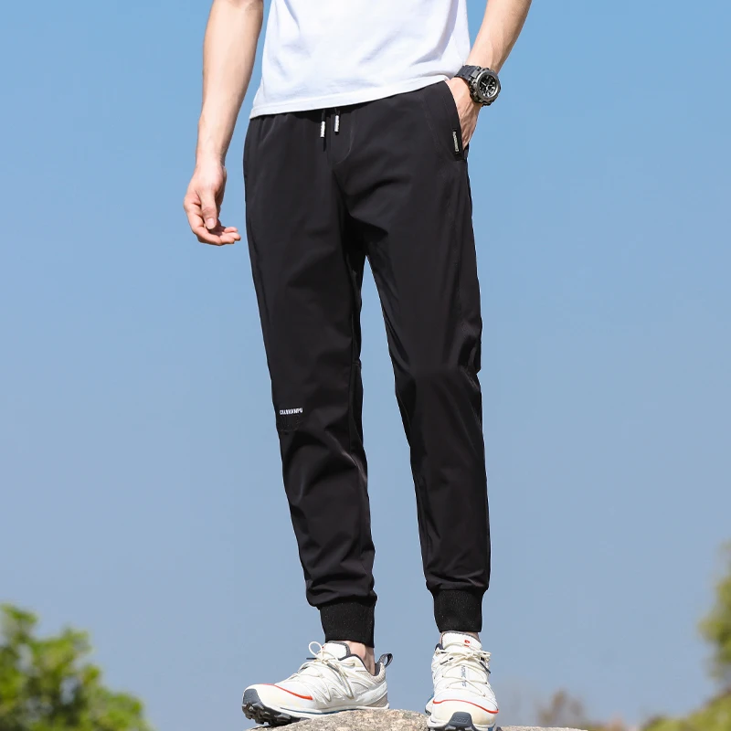 Quick-Drying Track Pants Men's Summer Thin Fashion Printed Elastic Breathable Ankle-Tied Outdoor Casual Mountaineering Pants