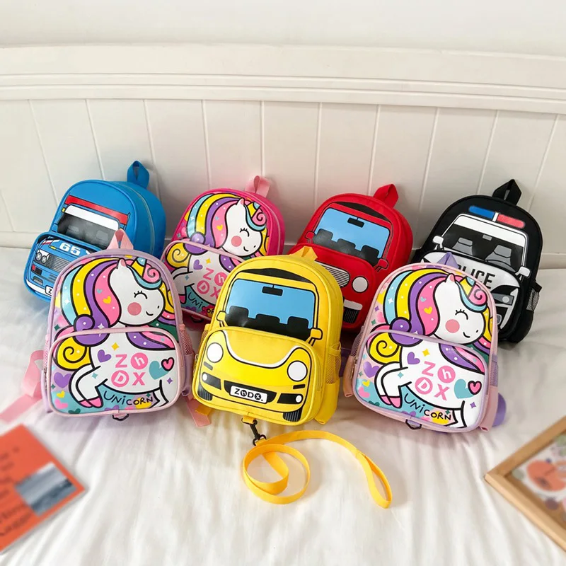 Boy Girl Cartoon Animal Car Print Schoolbags Lager Capacity School Backpack Kindergarten School Backpacks Kids Bag