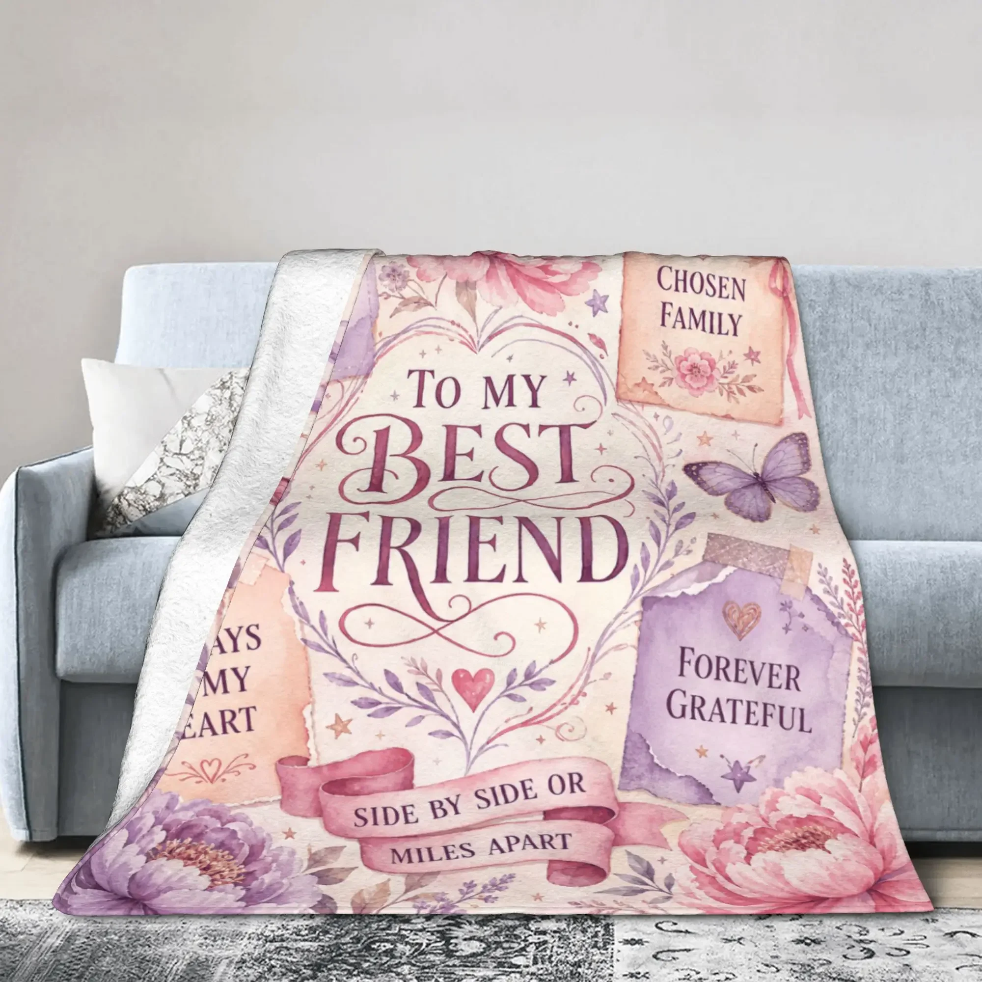 Best Friend Gift for Women Floral Friendship Blanket Birthday Gifts for Bestie Throw Blanket Farewell Present For Besties Woman