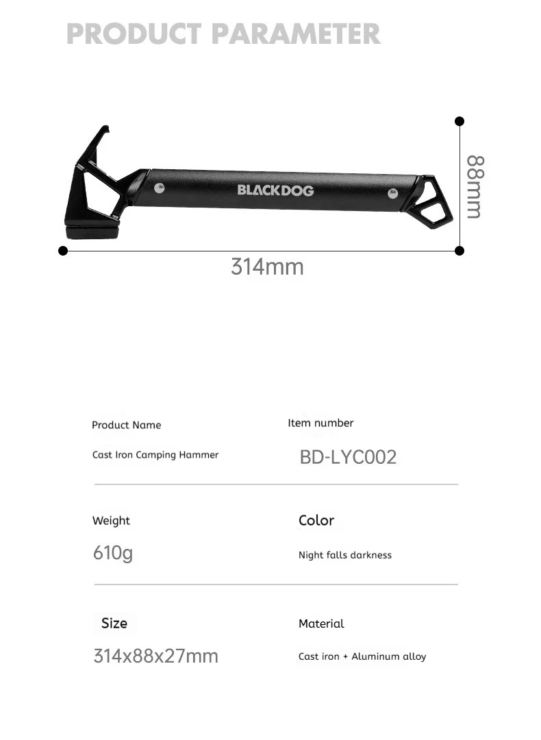 Outdoor-Camping-Hammer mit Aluminiumlegierungsgriff, Ultraleichter Zeltheringhammer, Rutschfester Tragbarer Wander- und Bergsteiger-Campingausrüstung – Detail 12