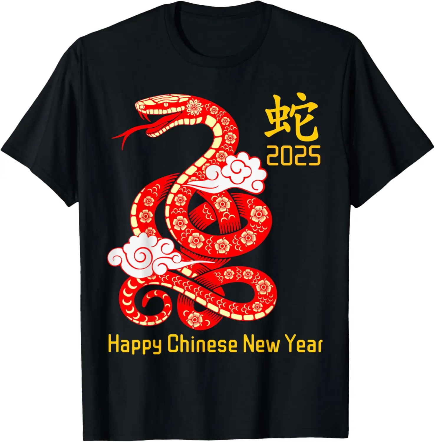 2025 Lunar Year of The Snake Men's and Women's T-shirts Oversized Short-sleeved Crewneck Shirt Casual Fashion Comfortable Top