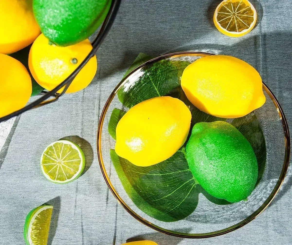 20 PCS Artificial Lemons and Limes Fake Fruit Lemons for Home House Kitchen Party Decoration, 3'' X 2''