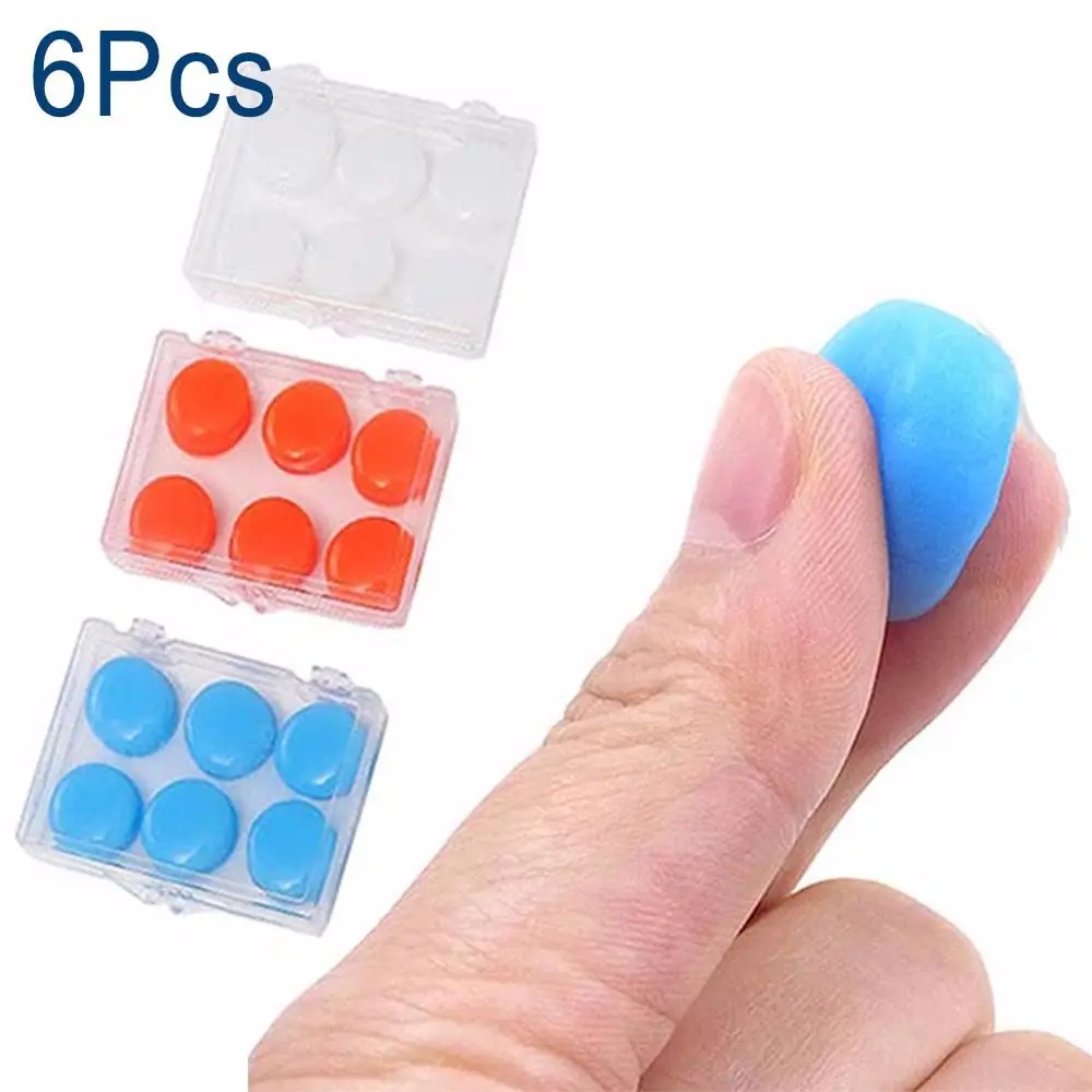 6PCS Work Study Slpeeping Aid Soundproof Soft Silicone Water Sports Supplies Earbud Ear Protector Ear Plugs Earmuffs