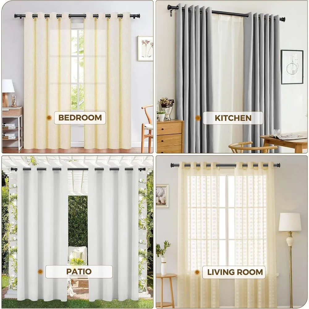 قضبان ستائر متداخلة للنوافذ، 48-84 بوصة، قطر 3/4 بوصة، عبوتان، قضبان ستائر مزخرفة #6