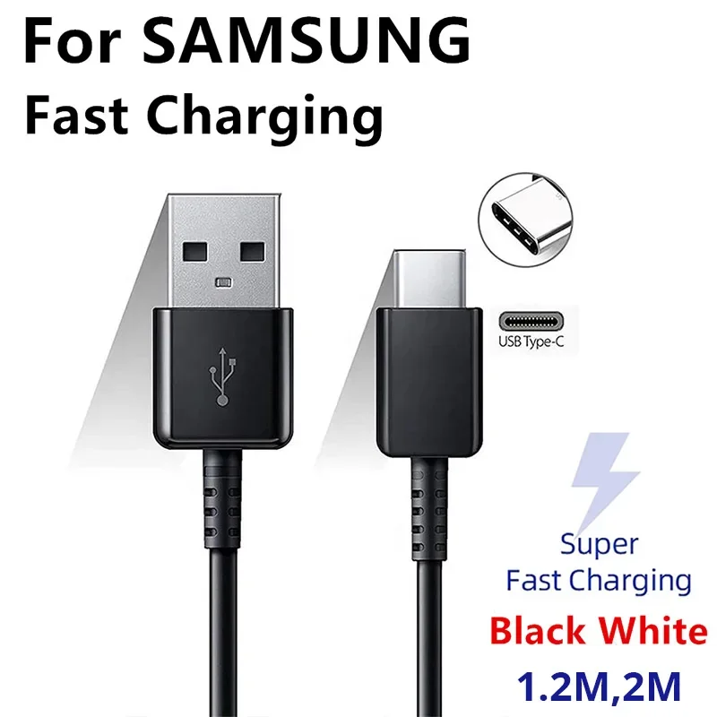 TYPE C Cable 1M 2M Fast Charger Data Line For Samsung For Galaxy S8 S9 S10 S21 Ultra Note 8 9 10 A54 A53 5G A71 A52 A21S