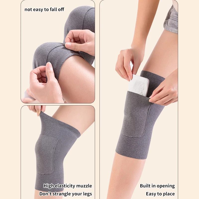 1 Pair New kneepad With Pockets Self Heating Knee Braces Sleeve Can Hold Heating Pads Far Infrared Keep Warm Knee Pads