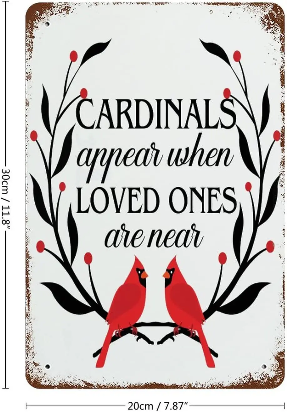 Memorial Day Metal Sign Garage Art Red Birds Appear When Loved Ones are Near Retro Metal Vintage Tin Sign Funny Wall