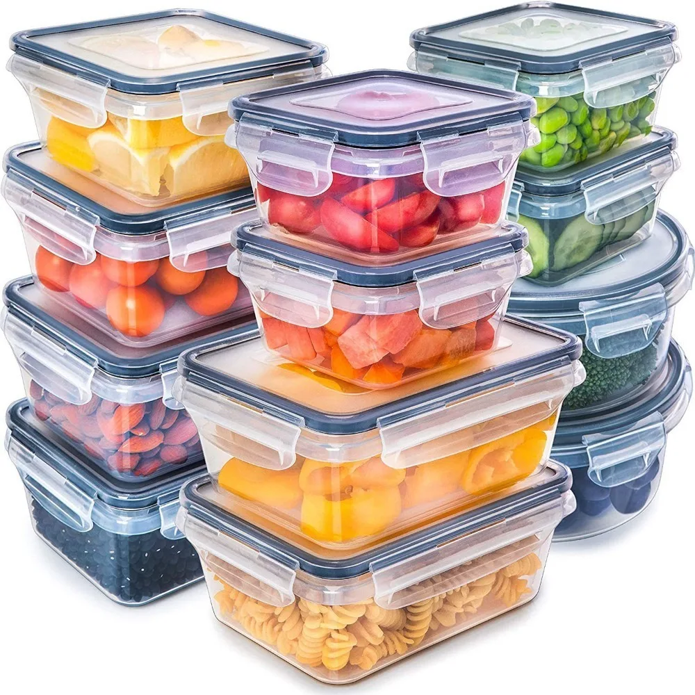 

12PCS/SET Plastic Refrigerator Storage Box Transparent Stackable Food Freezer Box Square Odorless Airtight Storage Box Office