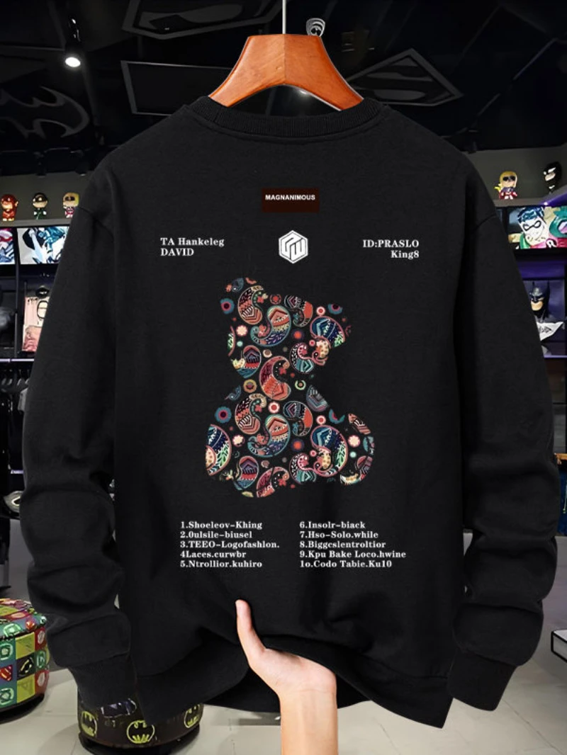 

2025 Autumn and Winter Round-neck Hoodie American Bear Print High-end Luxury Is for Both Men and Women Top Y2k