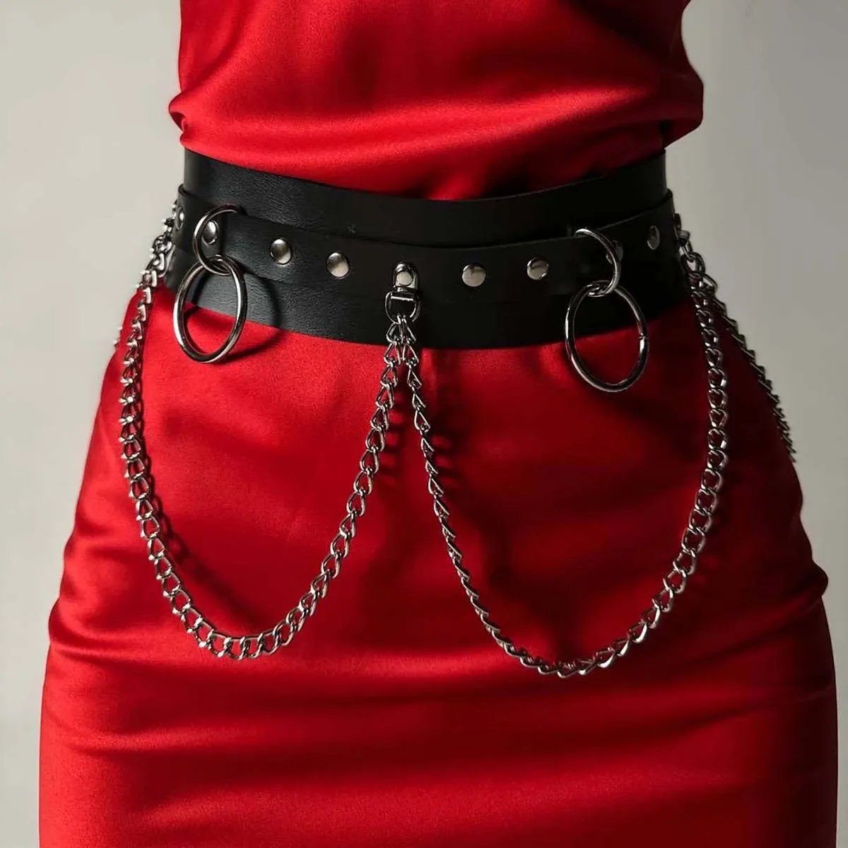 여성 패션 가죽 허리 벨트 하라주쿠 하네스 벨트 장식 배꼽 체인 벨트 허리띠 고딕 의류 액세서리