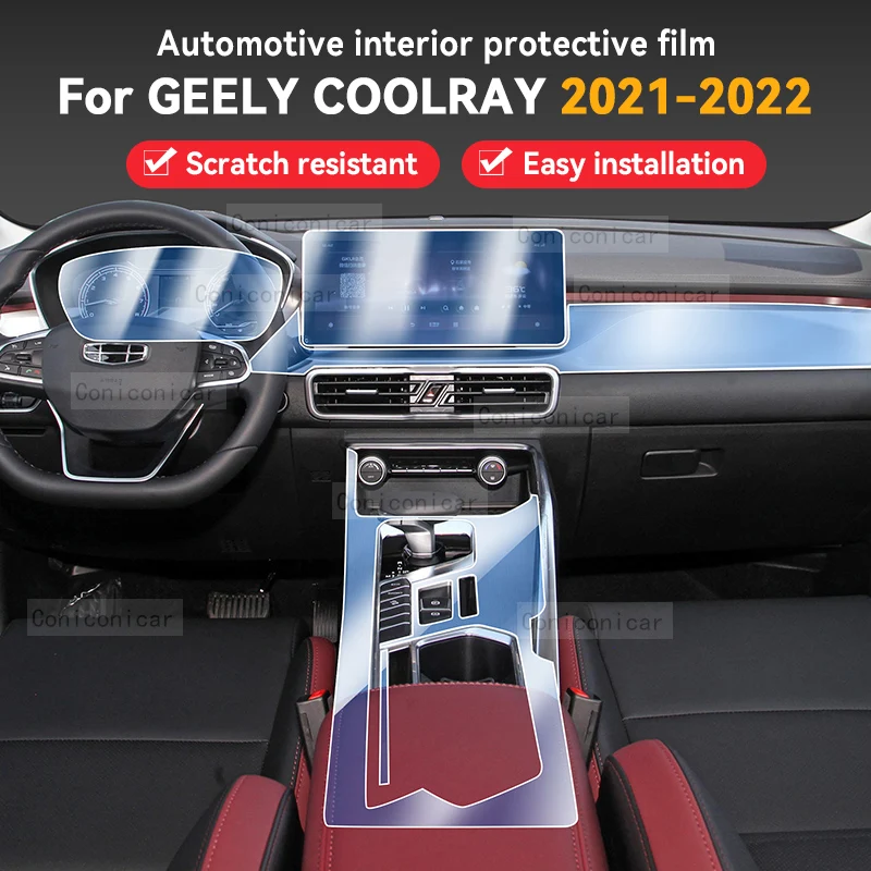 

Car Interior Center Console Transparent TPU Protective Film For Geely Coolray Anti-scratch Accessories Escape SX11 2021 2022