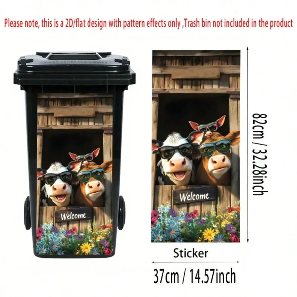 Funny Animal Series Garbage Pail Stickers Self Adhesive Waterproof Trash Can Decal 2D PVC Dustbin Poster Outdoor Patio Decor