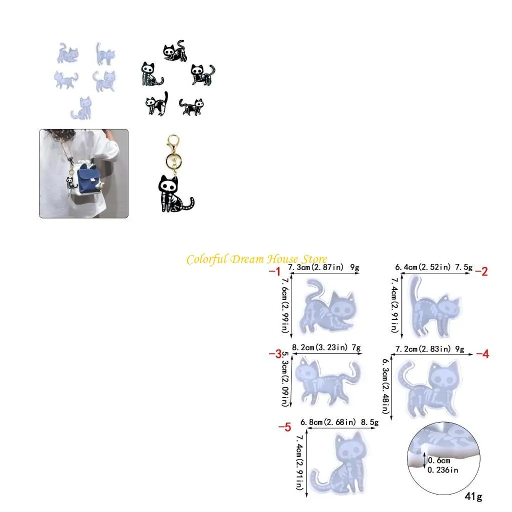 

1pc/5pcs DIY Five Syles Kitten Клавичная силиконовая эпоксидная плесень