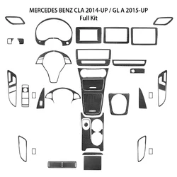 Car Interior Carbon Fiber Sticker Water Cup Holder Steering Wheel Central Control Panel For Mercedes Benz CLA 2014-2018 GLA 2015