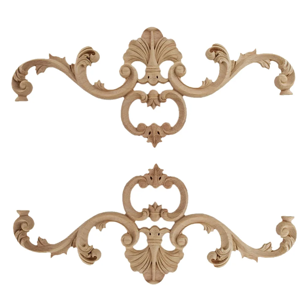 2 pezzi scultura in legno fiore Applique in legno antico floreale intagliato Patch Patch letto armadio sfondo muro pavimento 17/20/30/40/55CM