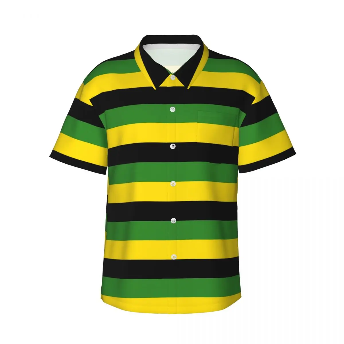 Jamaica Flag Beach Shirt Men Black Yellow Green Stripes Casual Shirts Hawaiian Short Sleeve Graphic Vintage Oversized Blouses