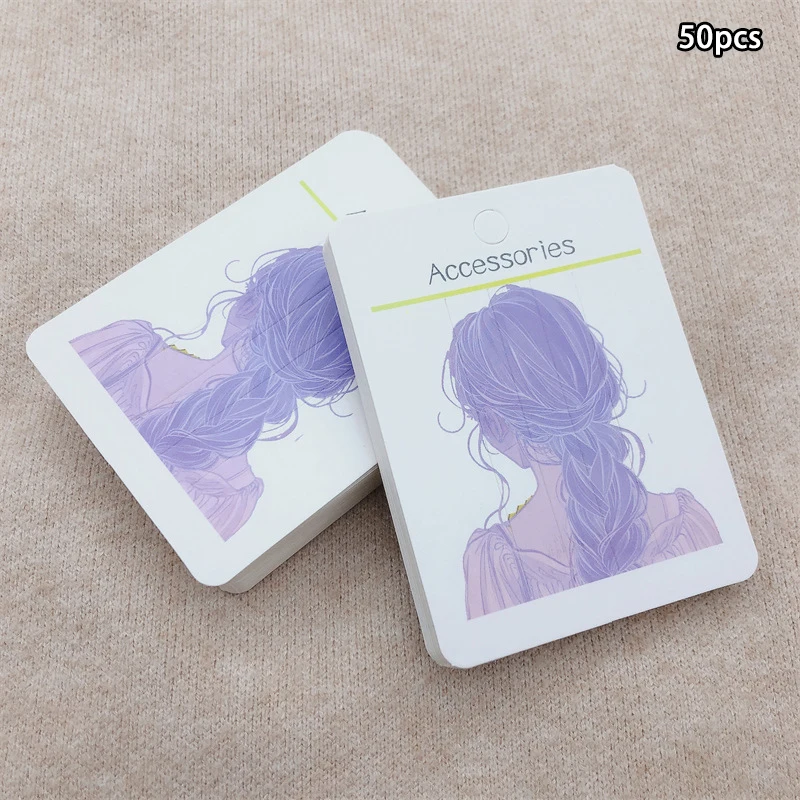 50Pcs Fashion Women Back View Paper Card Hair Accessories Display Card Hair Clip Packaging Card Hair Clip Retail Price Tag