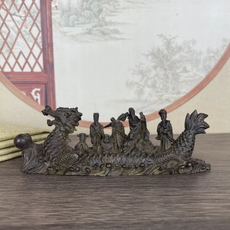 

Vintage Antique Dragon Boat Eight Immortals Crossing the Sea Decoration Retro Chinese Crafts Miscellaneous Collection Ornament F