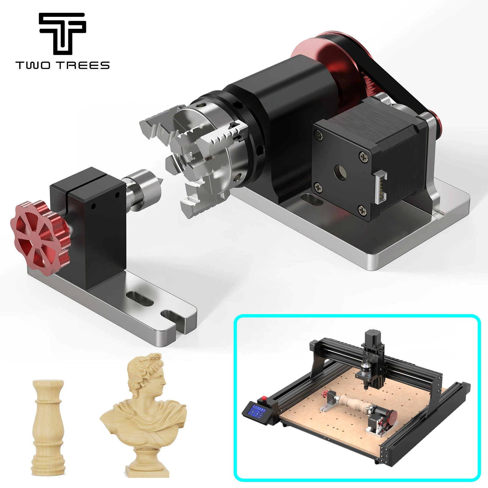 

TWOTREES TTC450 Rotary Module For Engraving Cylindrical Object Cans Rotary Roller Engraving Module CNC Laser Engraving Machine