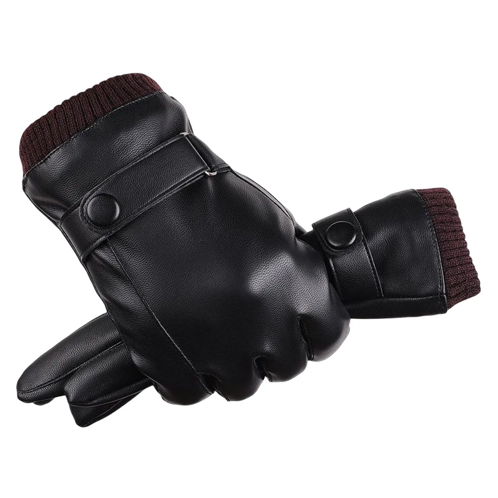 

Men Winter Gloves PU Leather Waterproof Touchscreen Texting Lined Soft for Riding