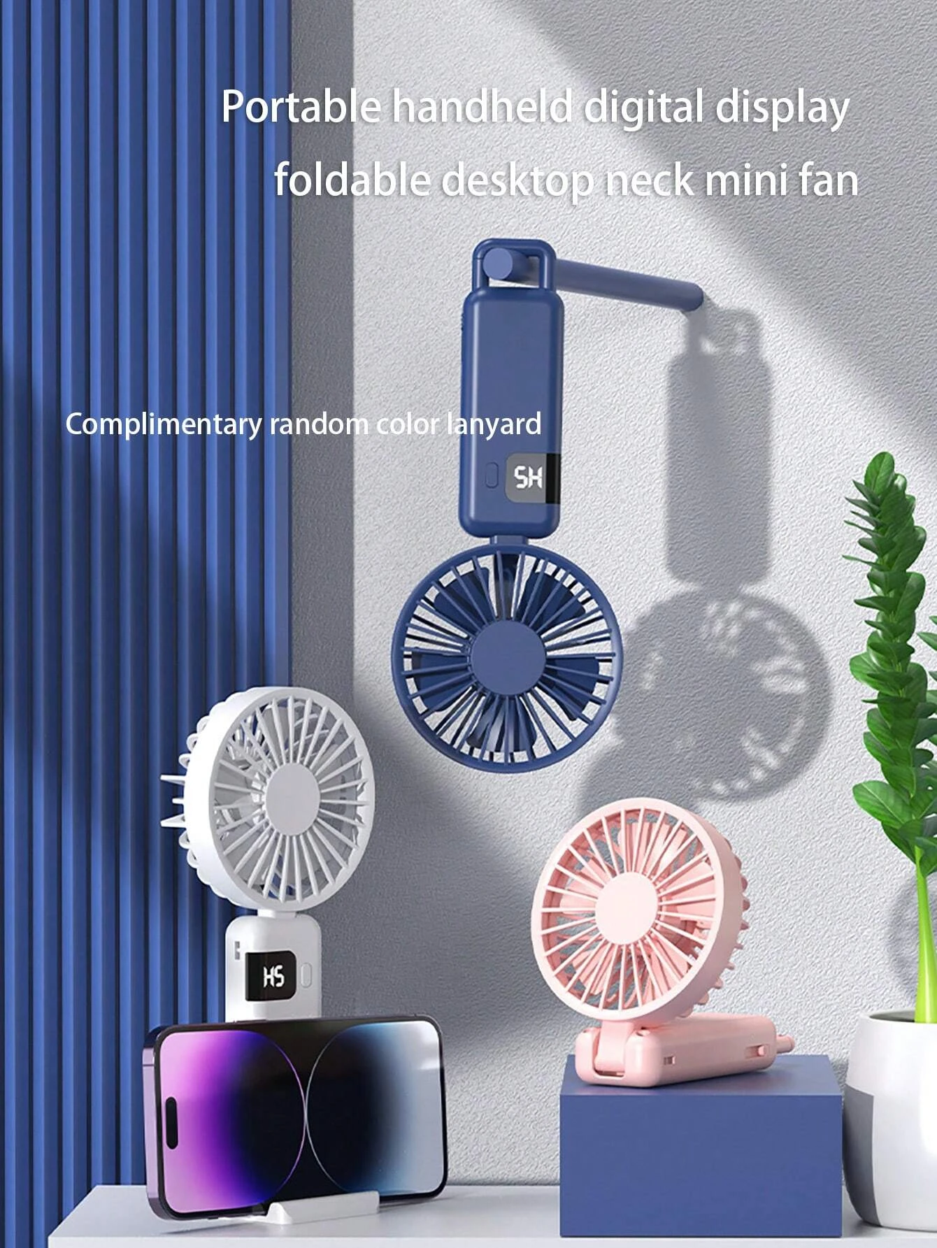 Small Pocket Fan With 5 Speed Multi Functional Mini Fan With LED Display Light Weight Personal Fan For Summer Outdoor