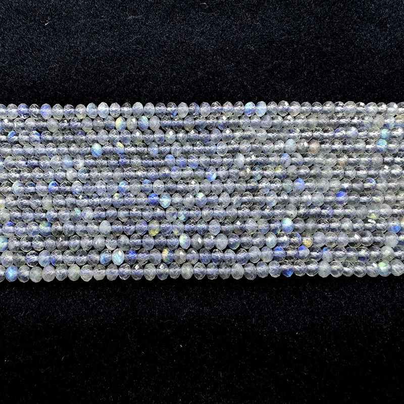 Natural Faceted Labradorite Beads 2/3/4MM Tiny Round Loose Strand Bright Jewelry Making Supplies For Bracelets And Necklaces