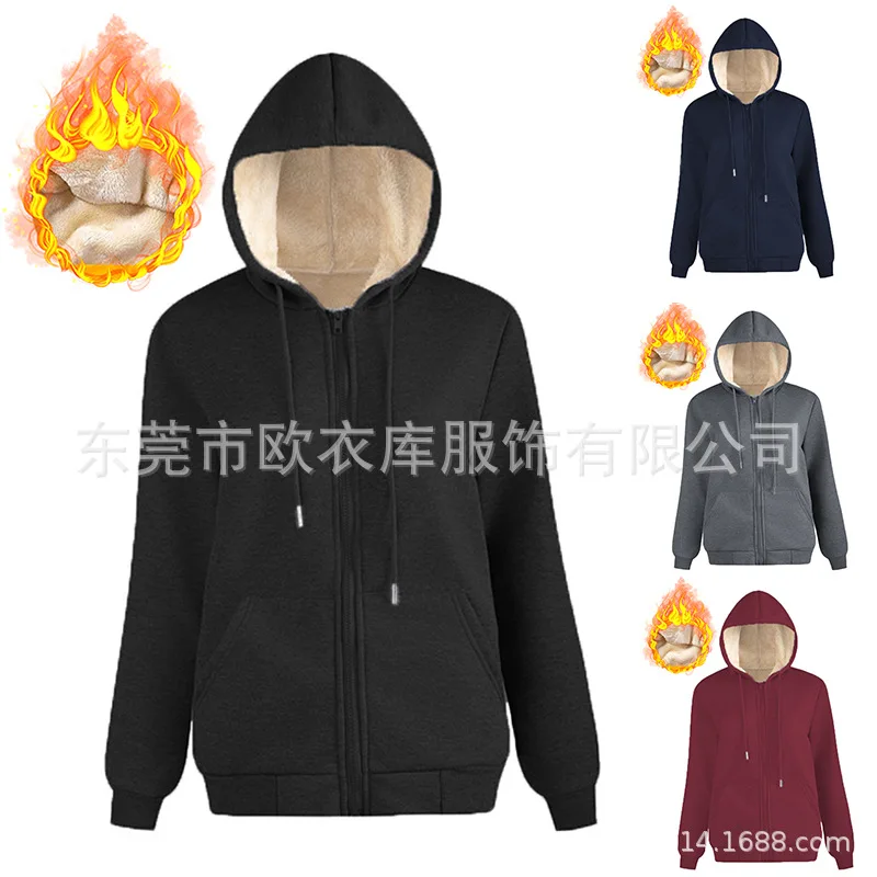 Women's Warm Fleece Lined Hoodie Thick Sherpa Pullover Drawstring Winter Sweatshirt Long Sleeve Multicolor Casual Top