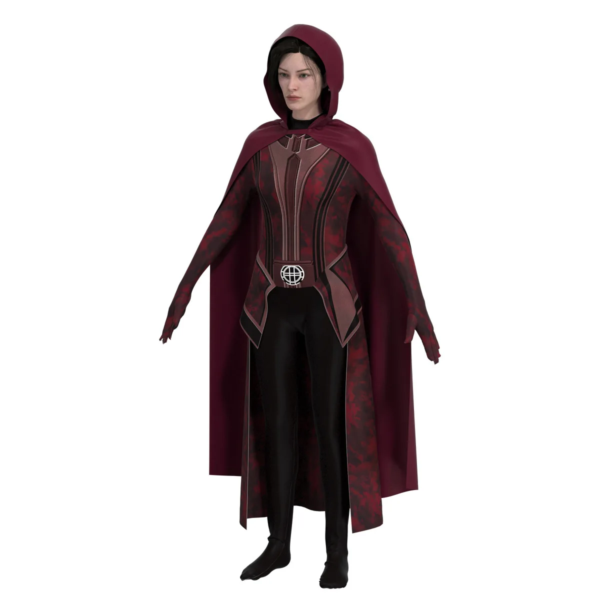 Scarlet Cosplay Witch Maximoff Wanda Vision Cosplay Costume Headwear Cloak and Pants Full Set Outfit Halloween