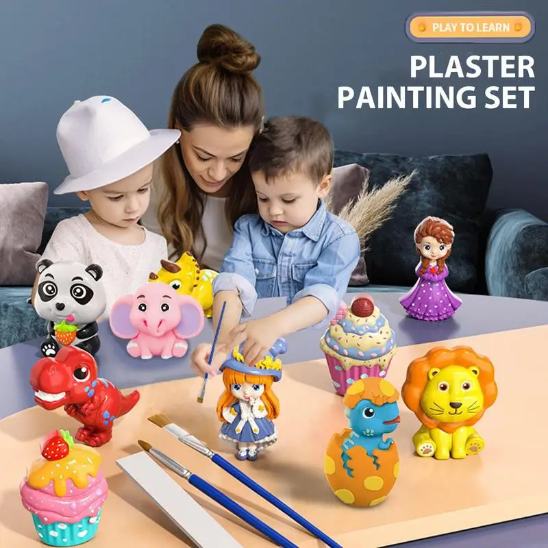 Plaster Figurines To Paint 8Pcs Paintable Art Activity Set For Kids Plaster Toys For Kids Party Supplies For Children's Day