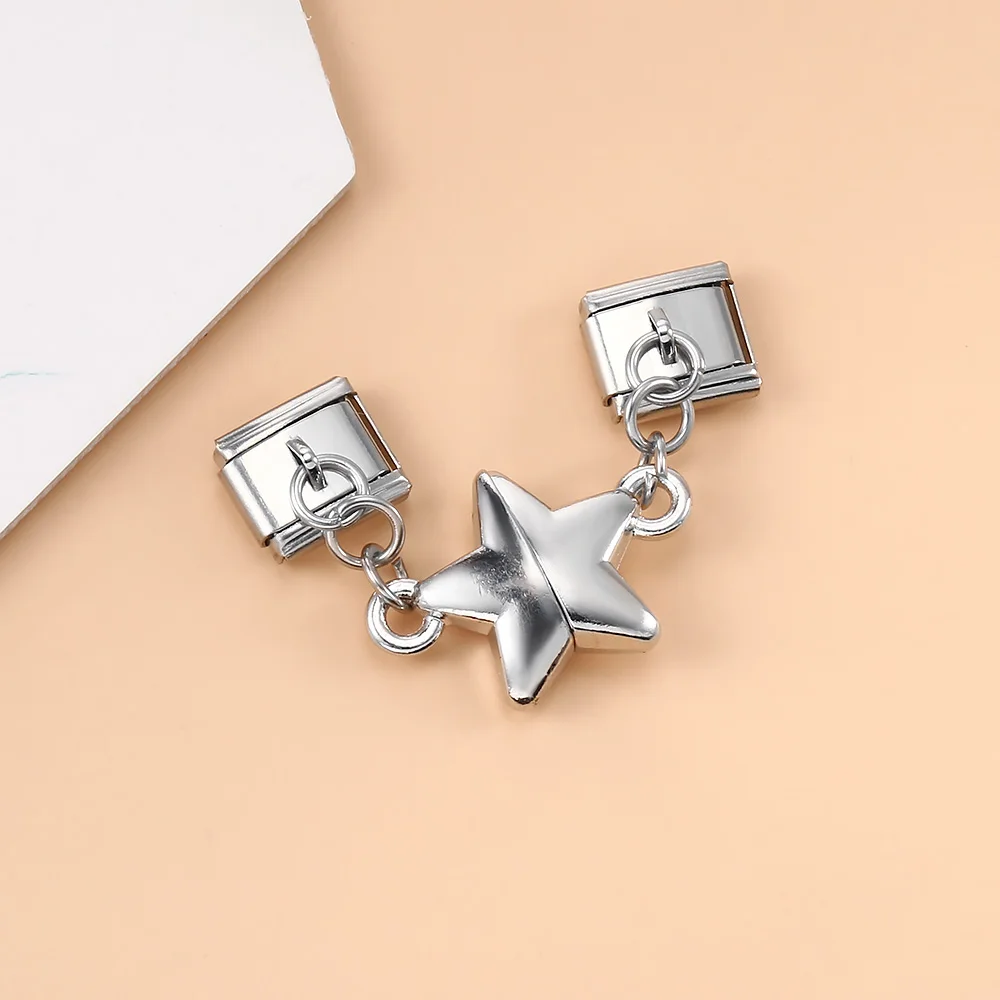 Design Magnetische Anziehung Abnehmbarer Stern Italienischer Charm Link Fit 9mm Edelstahl Armband Mode DIY Herstellung Perlen Schmuck – Detail 4