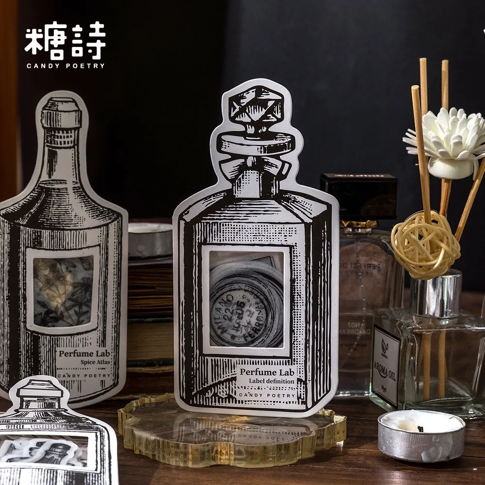 30 Pcs Plant Retro Stickers Transparent Butterfly Bottle Sticker Decal DIY Scrapbooking Stickers For Diary Album Journal Planner