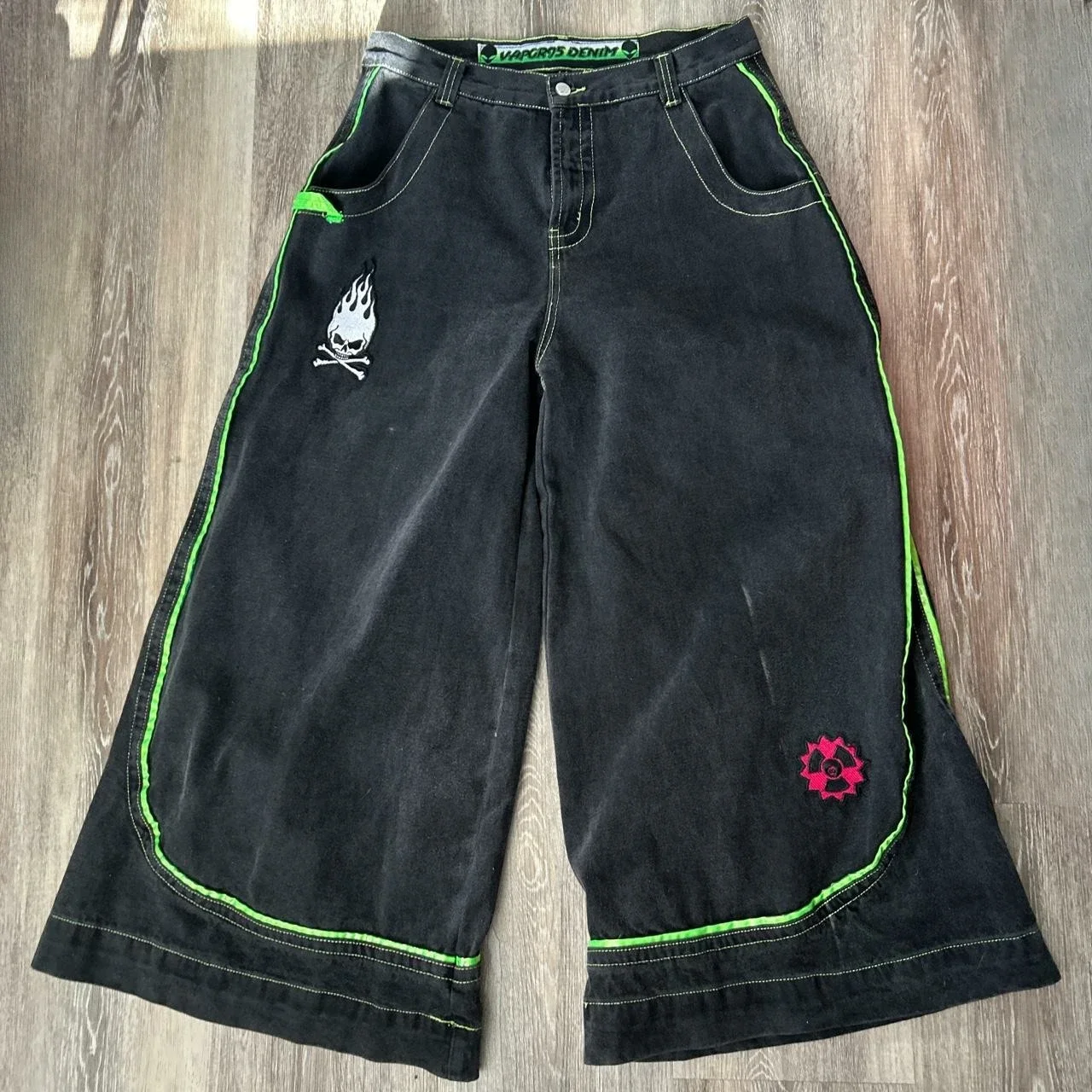 Jeans Spring and Autumn European and American Wide-leg Loose Alien Pattern Trousers 2025 New High Street Trend Hip-hop Men