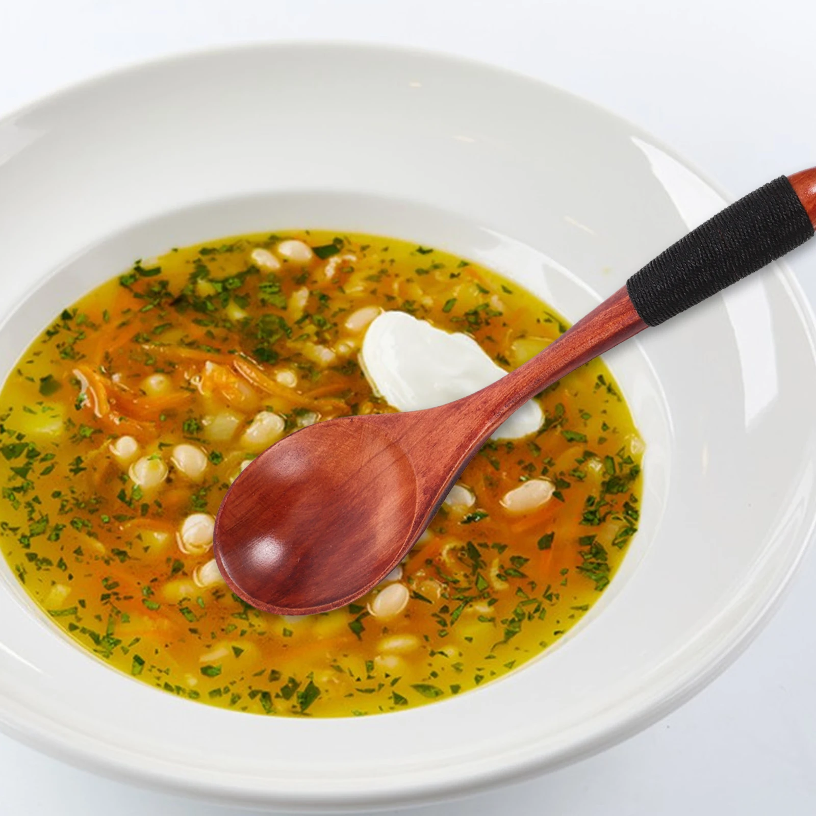 

Long Wooden Spoon Bamboo Acacia Eating Cooking Spoons Soup Iced Tea Coffee Dessert Fruit Honey Stirring Mixing Serving Long H