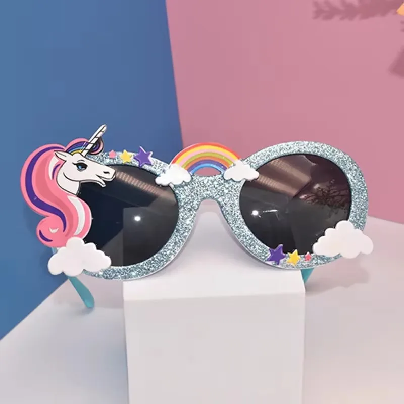 1PC jednorożec tęczowe okulary przeciwsłoneczne na imprezę maska ​​okulary kostiumowe rekwizyty do fotobudki dla dzieci dorosłych wesele świąteczne dekoracje DIY