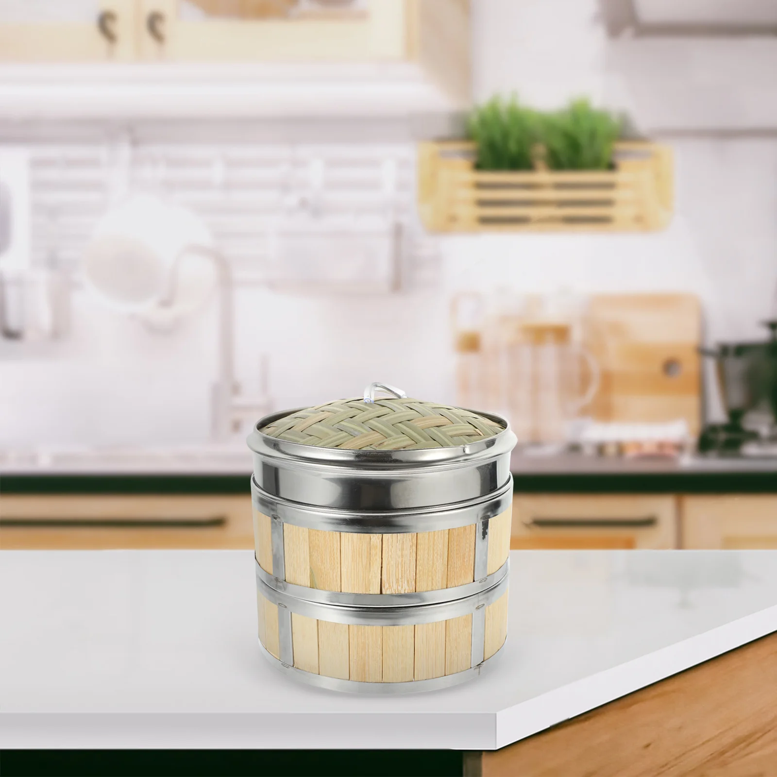 

1Set Bamboo Steamer Basket Multi-Layer Kitchen Food Steamer Heat-Resistant for Rice Eggs Potatoes Corn