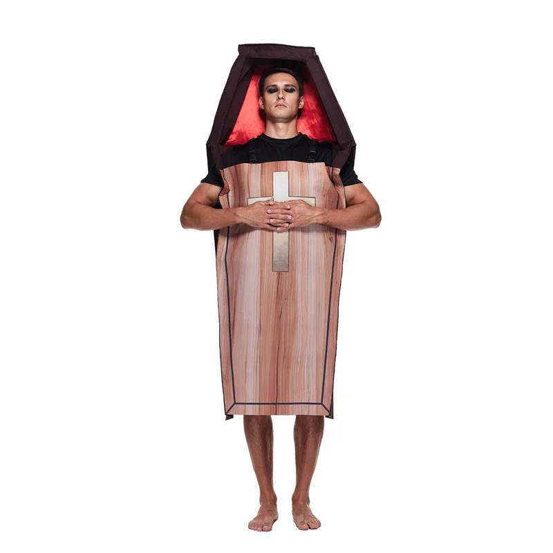 Costume de cercueil effrayant pour hommes adultes, cercueil de vampire, tenues d'Halloween, tunique de carnaval, robe de paupières de Pourim de Pâques