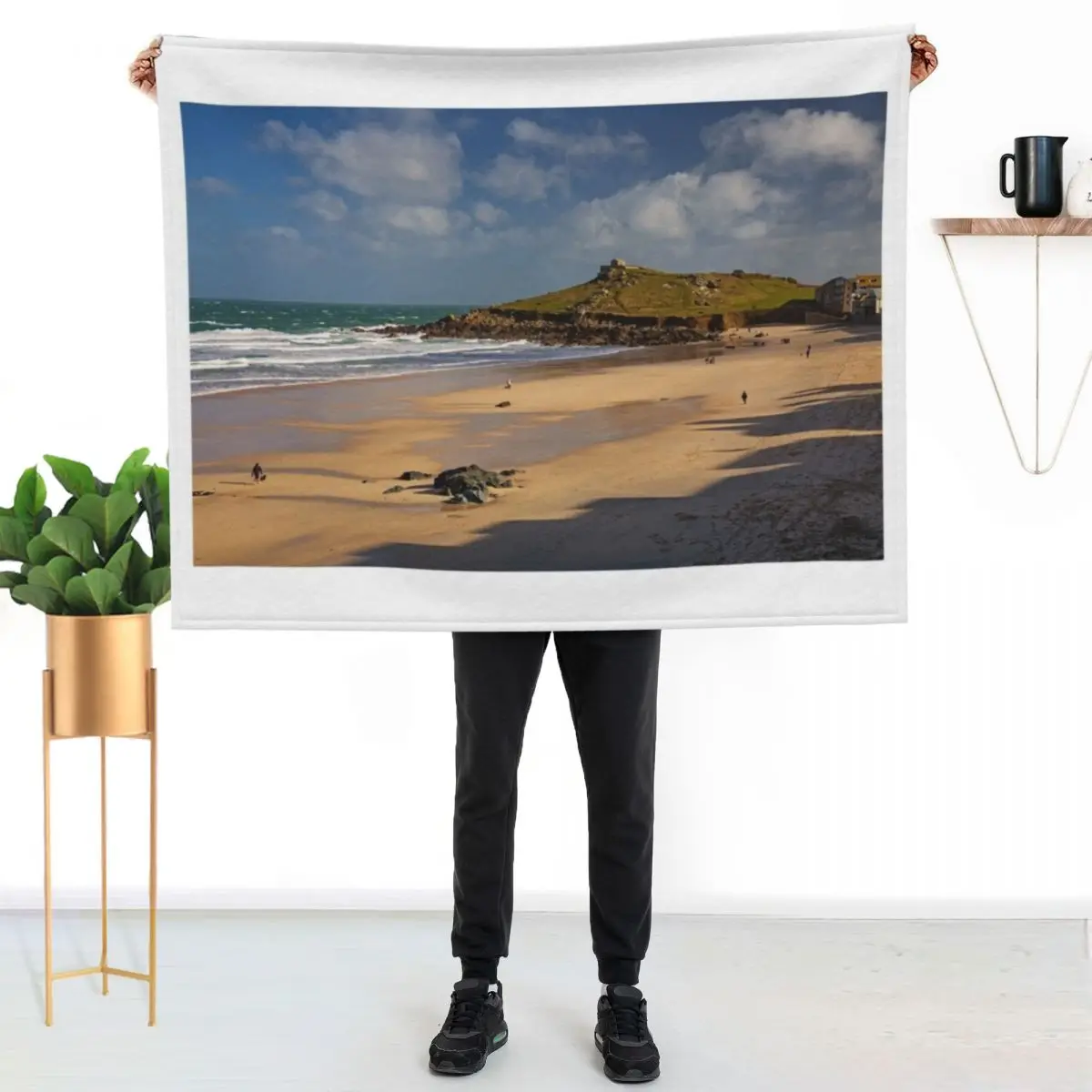 

Porthmeor Beach, St Ives, Cornwall Throw Blanket Reusable Durable Soft Blanket for All Seasons