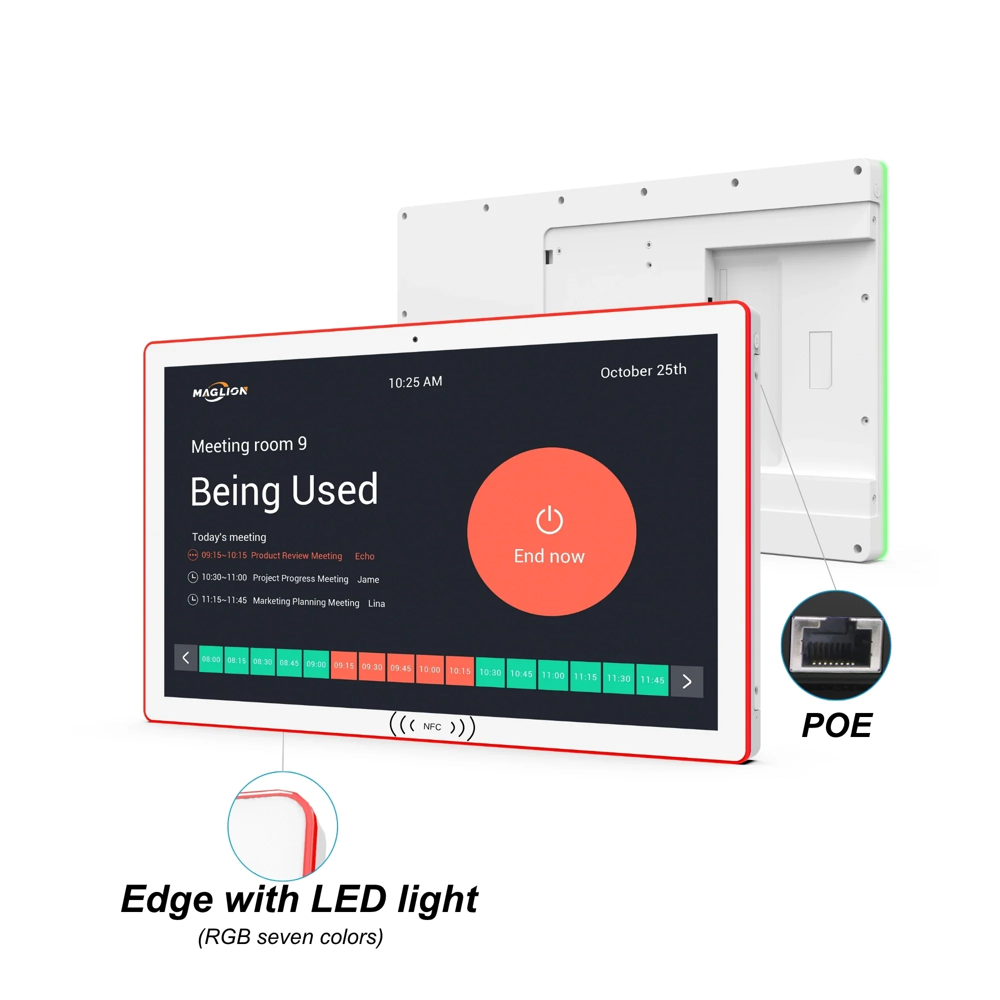 Customizable 21.5 Inch Android 14 LCD Touch Screen Tablet Edge LED Light NFC POE Wall Mount 4+32GB for Meetings RK3576S New