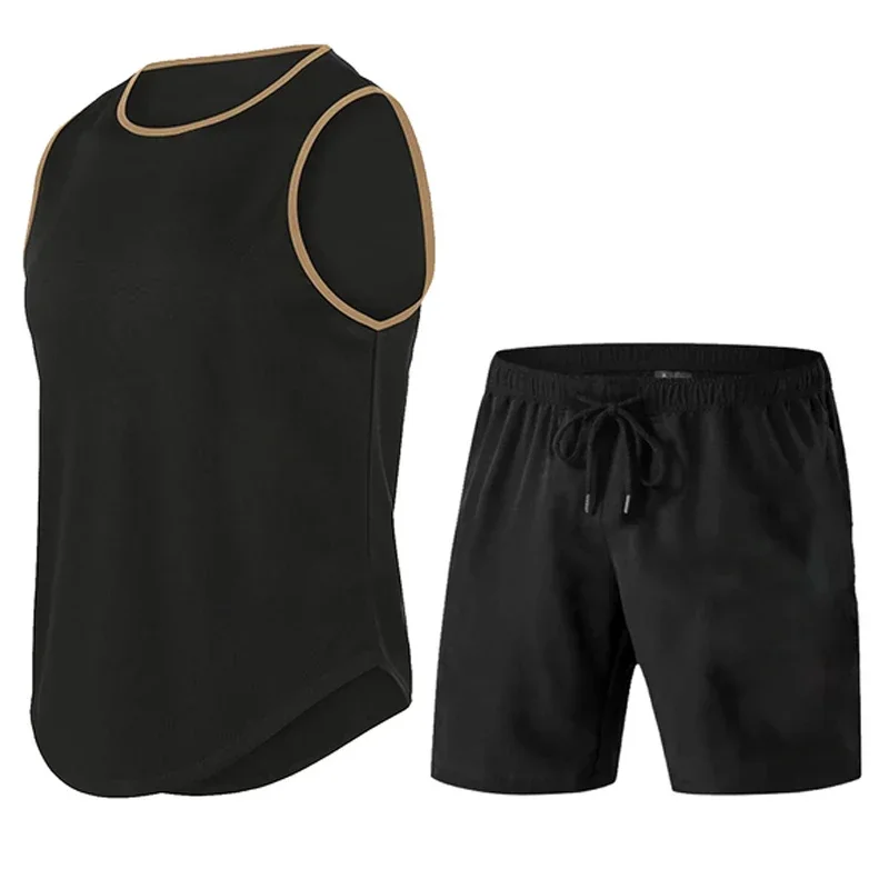 

Men's Summer 2PCS Sets T-Shirts Tank Top + Breathable Shorts, Hip Hop Streetwear Jogging Casual Sports Suits, Stylish & Comfort