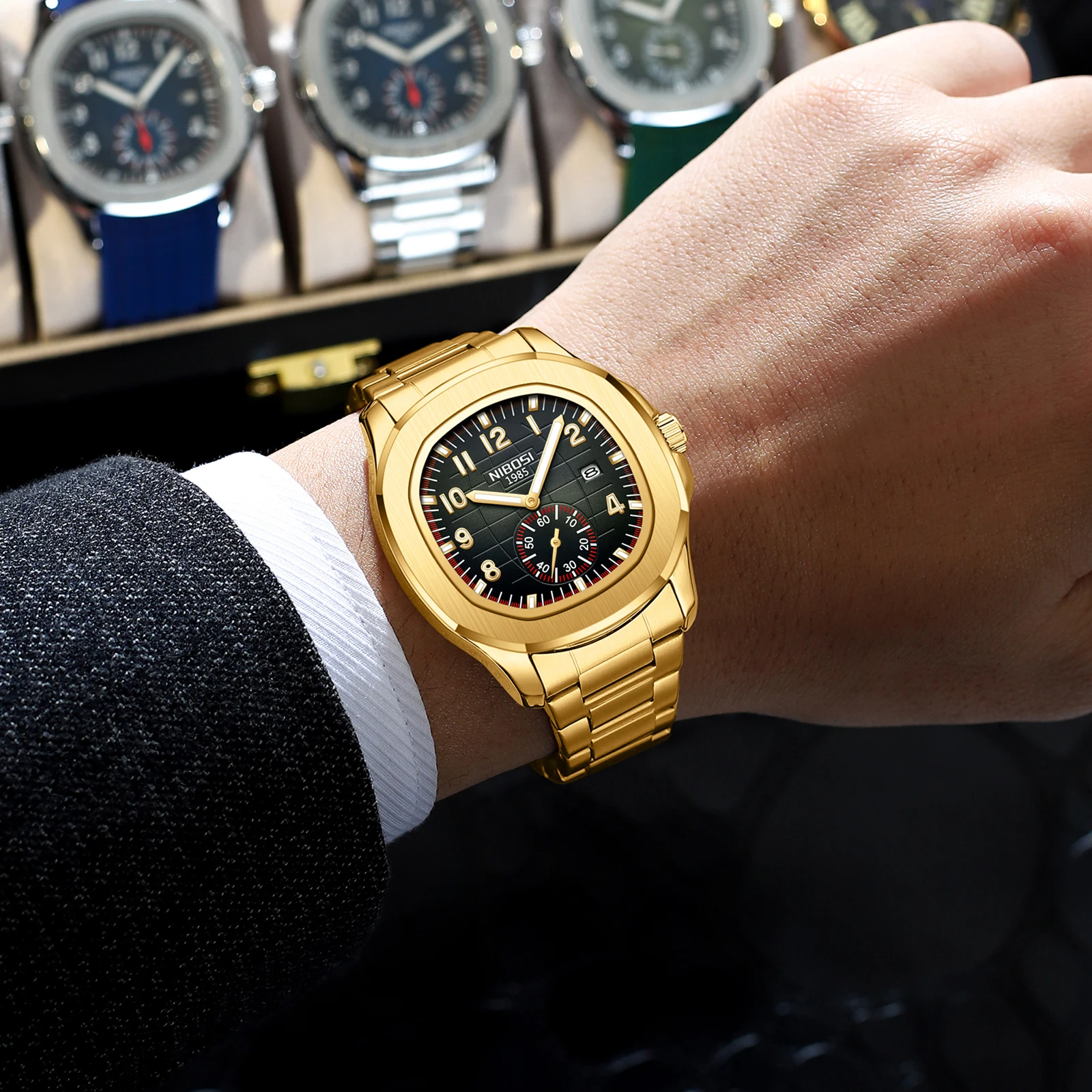 NIBOSI Orologio sportivo da uomo Top Brand di lusso AQUANAUT Orologi al quarzo per uomo Orologio impermeabile luminoso in acciaio inossidabile Reloj Hombre