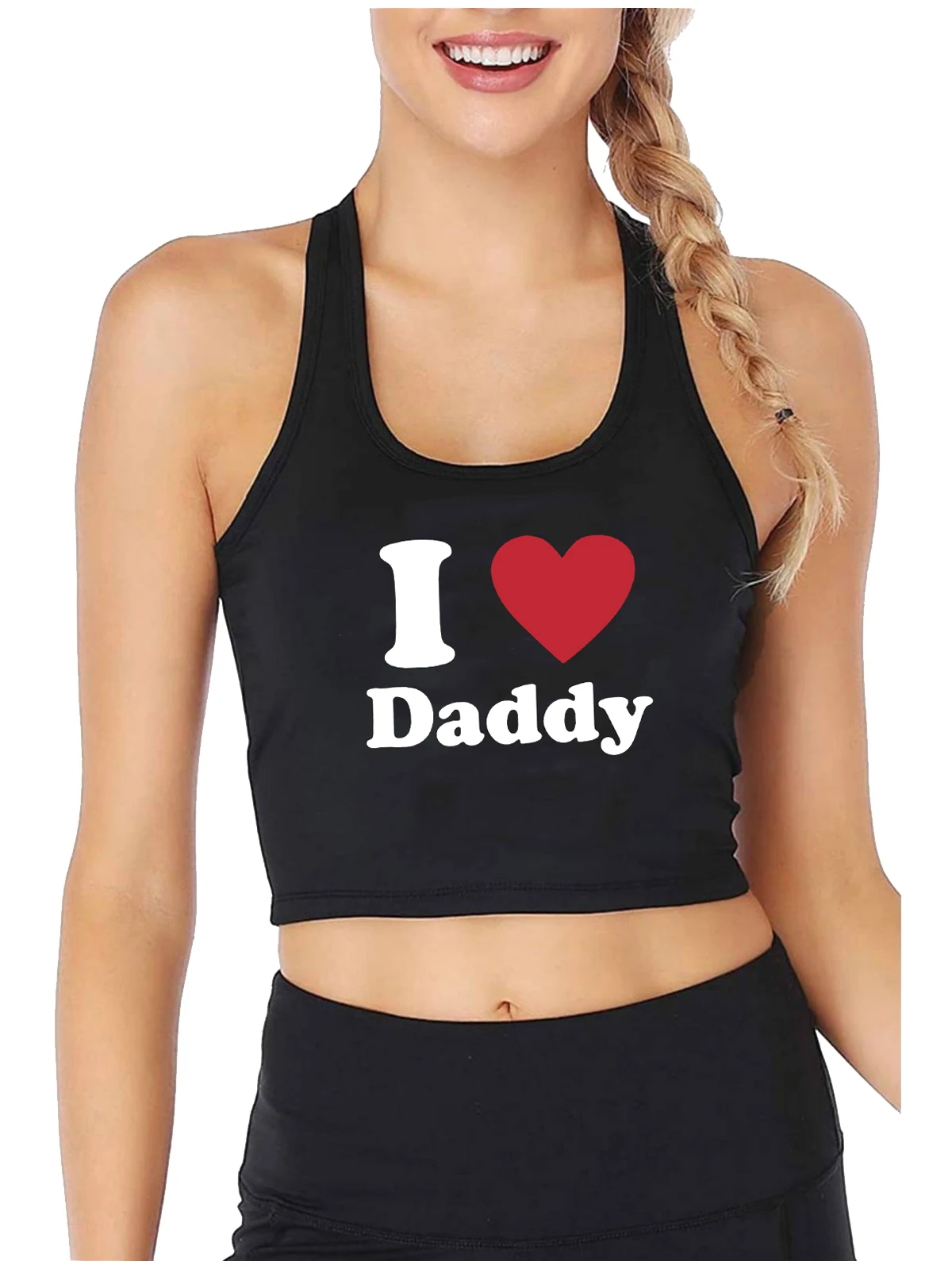 

I Love Daddy Little DDLG Sexy Slim Fit Crop Top Sugar Baby Humorous Flirtation Tank Tops Girl's Naughty Training Camisole