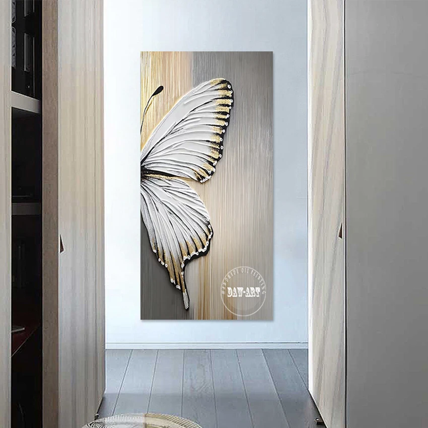 3d Butterfly Oil Painting Modern Acrylic Abstract Knife Canvas Art Textured Animal Picture Frameless Decoration Wall Poster