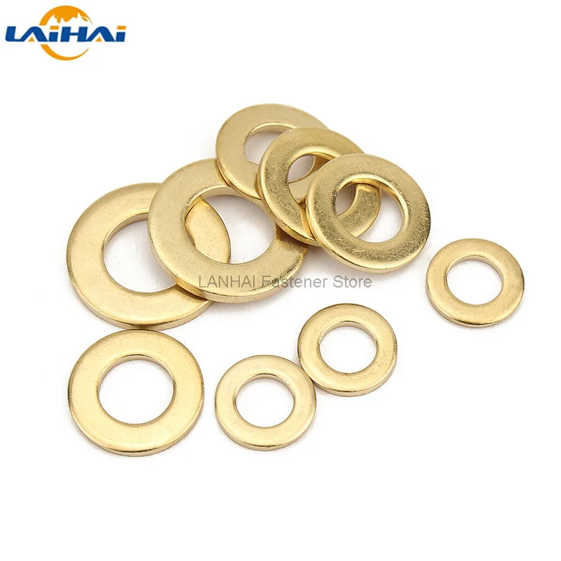 10/50pcs M2 M2.5 M3 M4 M5 M6 M8 M10 M12 GB97 DIN125 Solid Brass Copper Flat Washer Plain Gasket Pad High Quality