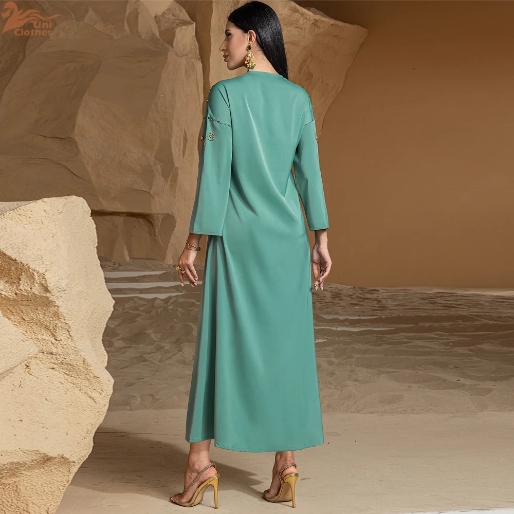 New Beaded Luxury Women Abayas Split Hem Morocco Saudi Rhinestone Decorated Luxury Woman Evening Dress