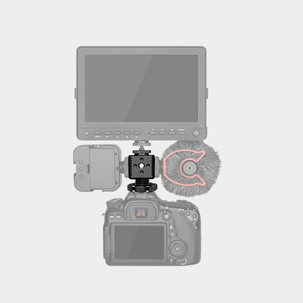 Dreifach-Blitzschuh halterung Adapter Kalt schuh verlängerung halterung Monitor halter Mikrofon füll licht halterung 1/4 Arri-Loch für Kamera käfig Rig – Detail 3