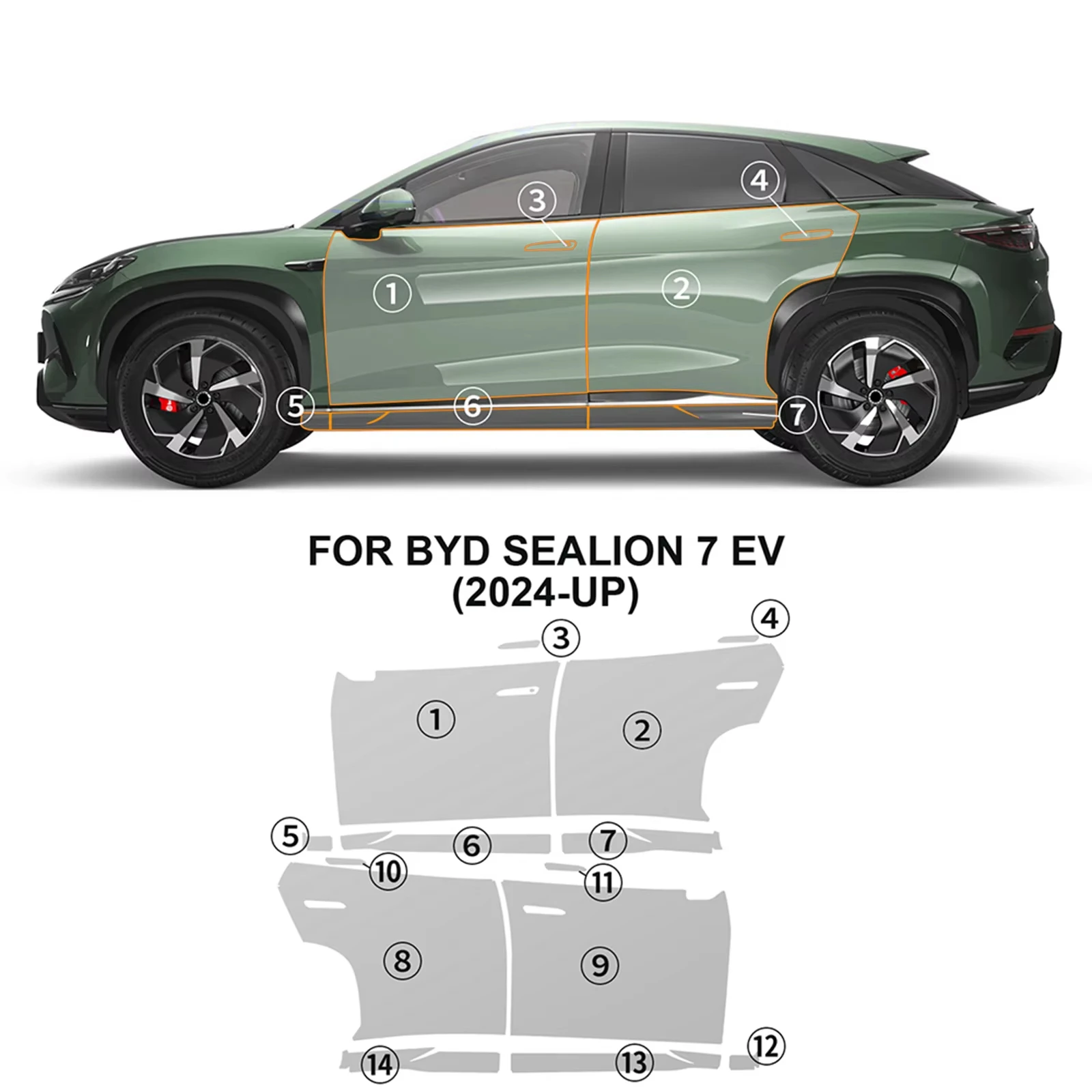 For BYD Sealion 7 EV 2024 2025 Pre-cut PPF ﻿Kit TPU Bumper Scratch-Resistant Self-Healing Invisible Paint Protection Film
